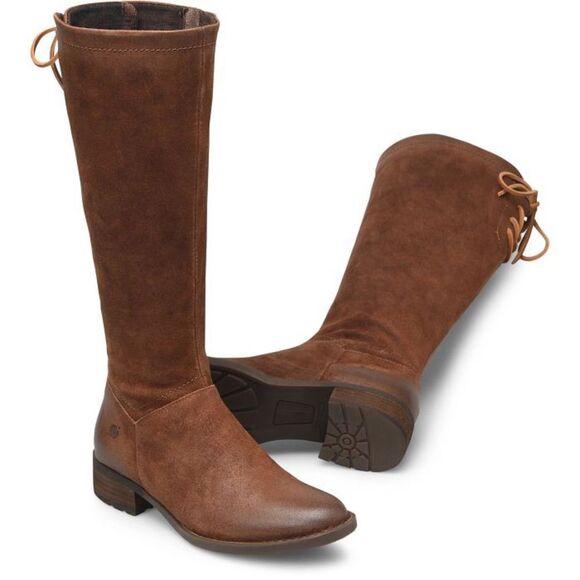 Born Hayden-Extended Calf Brown Boots Back Lace-up 5.5 - Picture 1 of 11
